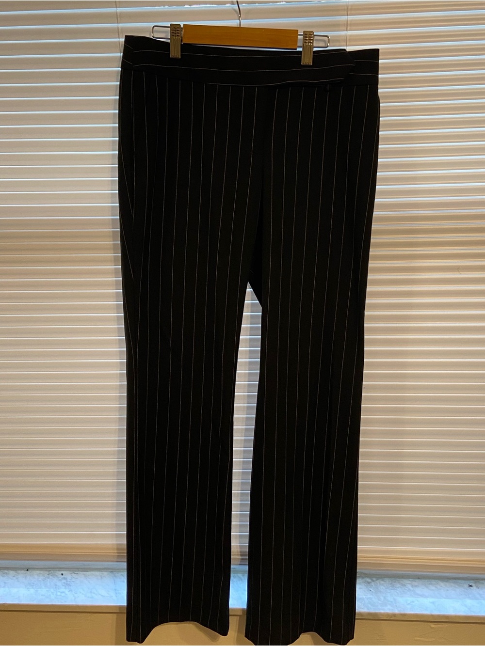 LOFT Black Pinstripe Wide-Leg Trousers